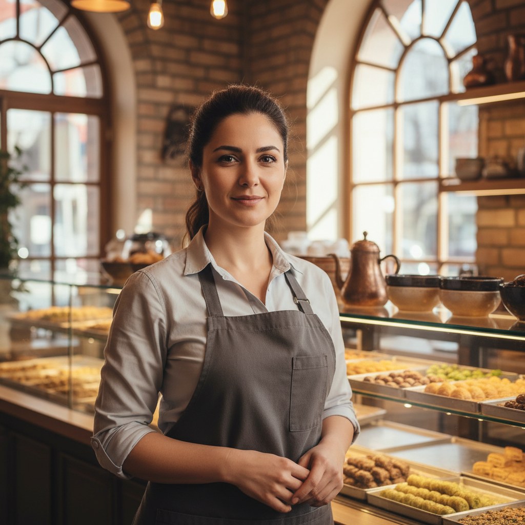 Kurucu Defne Aydın mermer tezgâhın başında salep pişirirken